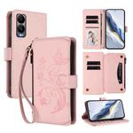 For Cricket Debut S3 Butterfly Love Flower Multi-card Zipper Wallet Leather Phone Case(Pink)