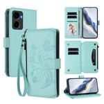 For Cricket Magic 2 5G/ AT&T Propel 2 5G Butterfly Love Flower Multi-card Zipper Wallet Leather Phone Case(Mint Green)