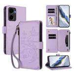 For Cricket Magic 2 5G/ AT&T Propel 2 5G Butterfly Love Flower Multi-card Zipper Wallet Leather Phone Case(Light Purple)