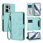 For Cricket Outlast 5G 2024 Butterfly Love Flower Multi-card Zipper Wallet Leather Phone Case(Mint Green)