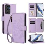 For Oukitel C1 Pro / C1 Butterfly Love Flower Multi-card Zipper Wallet Leather Phone Case(Light Purple)