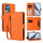 For Oukitel C32 Butterfly Love Flower Multi-card Zipper Wallet Leather Phone Case(Orange)