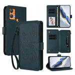 For Oukitel C33 Butterfly Love Flower Multi-card Zipper Wallet Leather Phone Case(Dark Green)