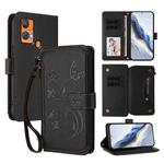 For Oukitel C33 Butterfly Love Flower Multi-card Zipper Wallet Leather Phone Case(Black)