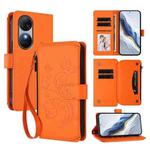 For Oukitel C38 Butterfly Love Flower Multi-card Zipper Wallet Leather Phone Case(Orange)
