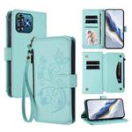 For Oukitel C53 Butterfly Love Flower Multi-card Zipper Wallet Leather Phone Case(Mint Green)