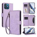 For Oukitel C53 Butterfly Love Flower Multi-card Zipper Wallet Leather Phone Case(Light Purple)
