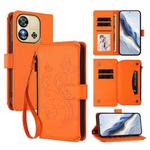 For Oukitel C57S / C57 / C57 Pro Butterfly Love Flower Multi-card Zipper Wallet Leather Phone Case(Orange)