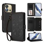 For Oukitel C57S / C57 / C57 Pro Butterfly Love Flower Multi-card Zipper Wallet Leather Phone Case(Black)