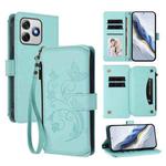 For Ulefone Note 18 Ultra / Note 18 Pro Butterfly Love Flower Multi-card Zipper Wallet Leather Phone Case(Mint Green)