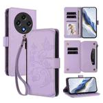 For Umidigi G100 Butterfly Love Flower Multi-card Zipper Wallet Leather Phone Case(Light Purple)