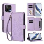 For Umidigi Note 90 Butterfly Love Flower Multi-card Zipper Wallet Leather Phone Case(Light Purple)