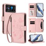 For Cubot A20 Butterfly Love Flower Multi-card Zipper Wallet Leather Phone Case(Pink)