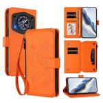 For Cubot A30 Butterfly Love Flower Multi-card Zipper Wallet Leather Phone Case(Orange)