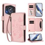 For Cubot A30 Butterfly Love Flower Multi-card Zipper Wallet Leather Phone Case(Pink)