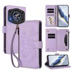 For Cubot A30 Butterfly Love Flower Multi-card Zipper Wallet Leather Phone Case(Light Purple)