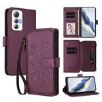 For Cubot Max 5 Butterfly Love Flower Multi-card Zipper Wallet Leather Phone Case(Dark Purple)
