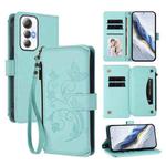 For Cubot Max 5 Butterfly Love Flower Multi-card Zipper Wallet Leather Phone Case(Mint Green)