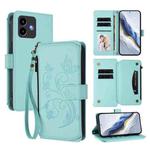 For Cubot Note 40 Butterfly Love Flower Multi-card Zipper Wallet Leather Phone Case(Mint Green)