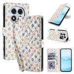 For Redmi Note 14 Pro 4G Flower Pattern Buckle Leather Phone Case with Lanyard(Florals)