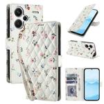 For Redmi Note 13 Pro+ Flower Pattern Buckle Leather Phone Case with Lanyard(Pink Flowers)