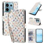 For Redmi Note 13 Pro 5G Flower Pattern Buckle Leather Phone Case with Lanyard(Florals)