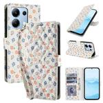 For Redmi Note 13 4G Flower Pattern Buckle Leather Phone Case with Lanyard(Florals)