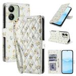 For Redmi 13C 4G / 5G / Poco M6 5G Global Flower Pattern Buckle Leather Phone Case with Lanyard(Yellow Flowers)