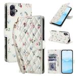 For Samsung Galaxy A07 4G / A06 4G / 5G Flower Pattern Buckle Leather Phone Case with Lanyard(Pink Flowers)