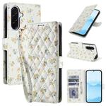 For Samsung Galaxy A36 5G / A56 5G Flower Pattern Buckle Leather Phone Case with Lanyard(Yellow Flowers)