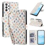 For Samsung Galaxy A73 5G Flower Pattern Buckle Leather Phone Case with Lanyard(Florals)