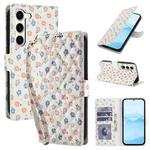 For Samsung Galaxy S23+ 5G Flower Pattern Buckle Leather Phone Case with Lanyard(Florals)