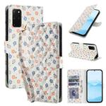 For Samsung Galaxy S20+ Flower Pattern Buckle Leather Phone Case with Lanyard(Florals)