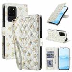 For Samsung Galaxy S20 Ultra Flower Pattern Buckle Leather Phone Case with Lanyard(Yellow Flowers)