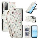 For Samsung Galaxy S20 FE Flower Pattern Buckle Leather Phone Case with Lanyard(Pink Flowers)