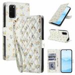 For Samsung Galaxy S20 Flower Pattern Buckle Leather Phone Case with Lanyard(Yellow Flowers)