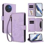 For Doogee Note 59 / Note 59 Pro Butterfly Love Flower Multi-card Zipper Wallet Leather Phone Case(Light Purple)