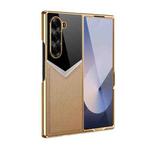 For Samsung Galaxy Z Fold6 5G Integrated Leather Contrast Color Folding Phone Case(Desert Gold)