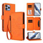 For Wiko T60 / Cubot P80 Butterfly Love Flower Multi-card Zipper Wallet Leather Phone Case(Orange)