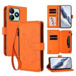 For Wiko T20 Butterfly Love Flower Multi-card Zipper Wallet Leather Phone Case(Orange)