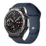 22mm xDfind Rivet Buckle Genuine Leather Watch Band(Dark Blue)