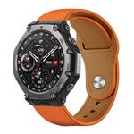 22mm xDfind Rivet Buckle Genuine Leather Watch Band(Orange)