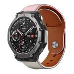 22mm xDfind Rivet Buckle Genuine Leather Watch Band(Pink White)