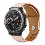 22mm xDfind Rivet Buckle Genuine Leather Watch Band(Pink)