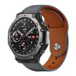 22mm xDfind Rivet Buckle Genuine Leather Watch Band(Grey)