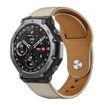 22mm xDfind Rivet Buckle Genuine Leather Watch Band(Beige)