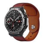22mm xDfind Rivet Buckle Genuine Leather Watch Band(Hawthorn Red)