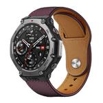 22mm xDfind Rivet Buckle Genuine Leather Watch Band(Jujube Red)