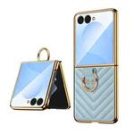 For Samsung Galaxy Z Flip7 VIETAO Dream Series Metal Ring Leather Phone Case(Lake Blue)