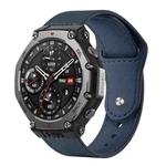 For Amazfit T-Rex 3 xDfind Rivet Buckle Genuine Leather Watch Band(Dark Blue)